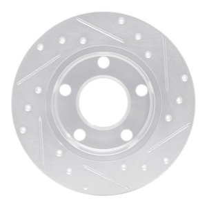 Audi 5000S Quattro Brake Rotor (1) - Rear Left - R1 Concepts - Drilled & Slotted - Silver - `85-`00